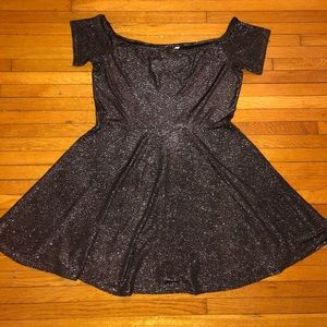 Black metallic baby doll dress
